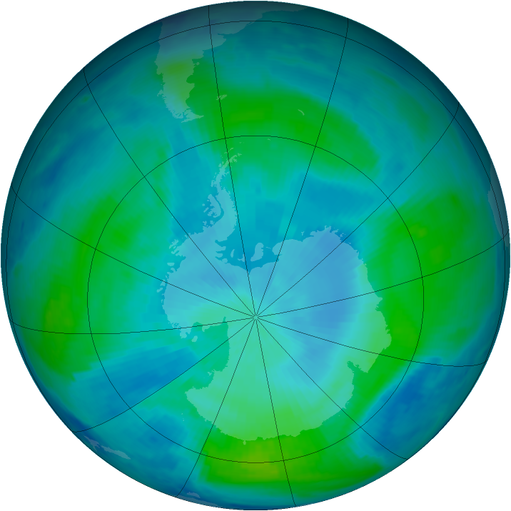 Antarctic ozone map for 18 February 1997